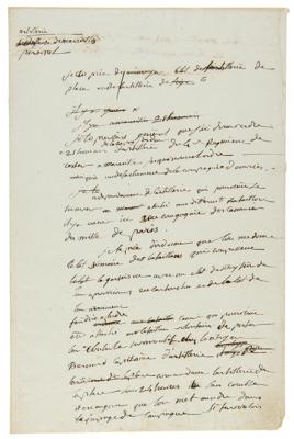 Lot #248 Napoleon Handwritten Letter Draft on the Defense of Marseille: "Tell me about the state of the field artillery or the siege artillery"