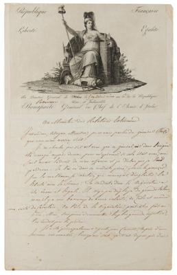 Lot #249 Napoleon Letter Signed Granting Forgiveness to a Double-Agent Spy in the French Republic: He knows all the secrets