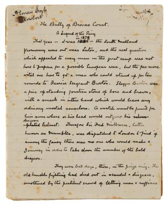 Lot #376 Arthur Conan Doyle Twice-Signed Autograph Manuscript for "The Bully of Brocas Court" - widely considered one of Doyle’s best ghost stories - Image 2
