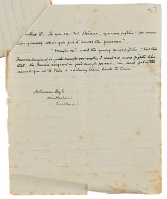 Lot #376 Arthur Conan Doyle Twice-Signed Autograph Manuscript for "The Bully of Brocas Court" - widely considered one of Doyle’s best ghost stories - Image 3