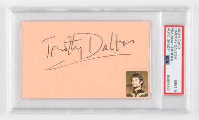 Lot #854 Timothy Dalton Signature - PSA MINT 9