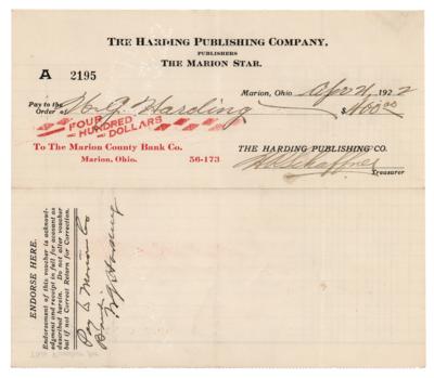 Lot #59 Warren G. Harding Document Signed as President - Image 1