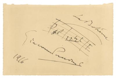 Lot #581 Giacomo Puccini Autograph Musical Quotations Signed from 'La Bohème'