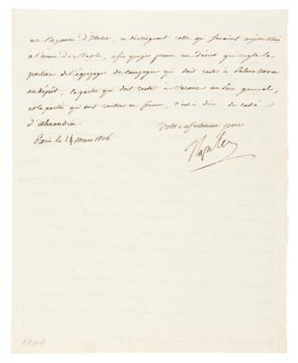 Lot #315 Napoleon Letter Signed with Rare Full Signature, Addressing "my French army in Italy" - Image 2