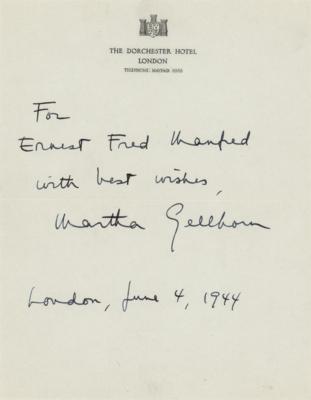 Lot #553 Martha Gellhorn Signature (Two Days