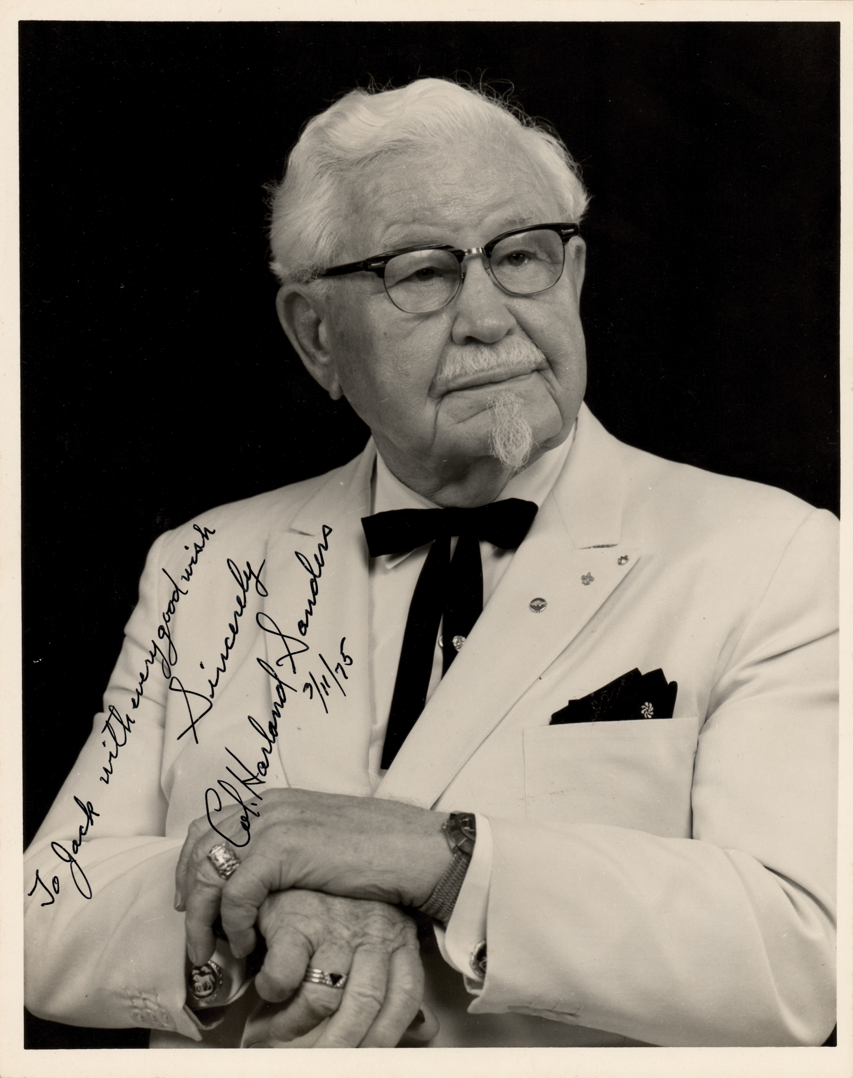Lot #282 Colonel Harland Sanders Signed Photograph