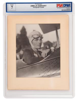 Lot #360 Amelia Earhart Signed Photograph Dated to the Year She First Crossed the Atlantic - PSA/DNA 7