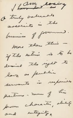 Lot #29 Dwight D. Eisenhower Handwritten Manuscript as President on Failed Confirmation of Sec. of Commerce Lewis Strauss, Who Prosecuted Oppenheimer - Image 3