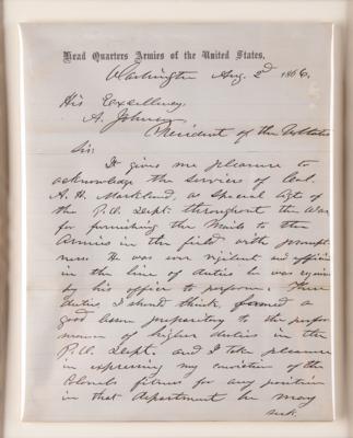 Lot #14 U. S. Grant Autograph Letter Signed to President Andrew Johnson, Recommending a Civil War Post Office Agent - Image 4