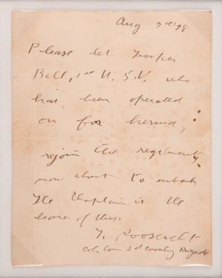 Lot #95 Theodore Roosevelt Autograph Letter Signed as 'Rough Rider' Commander in Cuba - Image 2