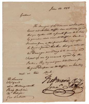 Lot #114 Robert Morris Document Signed as President of the Delaware and Schuylkill Canal Company