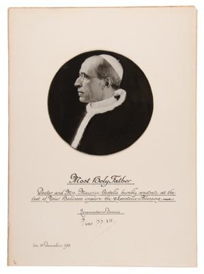 Lot #263 Pope Pius XII Signed Apostolic Blessing - Image 1