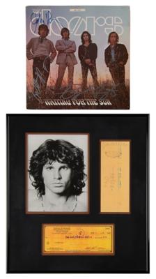 Lot #599 The Doors: Jim Morrison Signed Check and Waiting for the Sun Album Signed by (3) Members