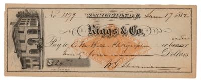 Lot #356 William T. Sherman Signed Check to Photographer C. M. Bell - Image 1