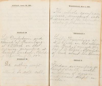 Lot #358 Union Soldier's Diary: 1861, with entries on Elmer Ellsworth and Abraham Lincoln - Image 2