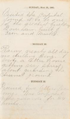 Lot #358 Union Soldier's Diary: 1861, with entries on Elmer Ellsworth and Abraham Lincoln - Image 4