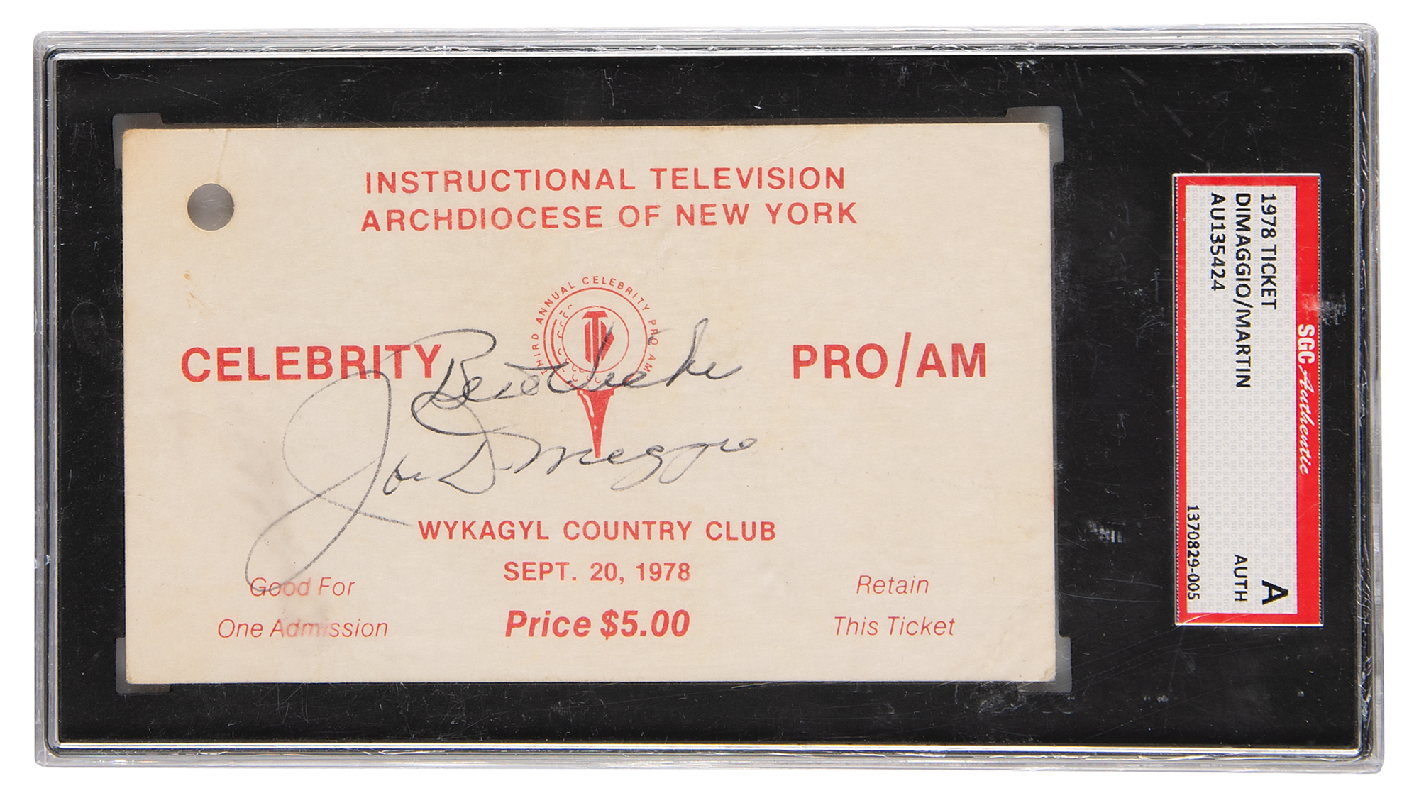 Joe DiMaggio and Billy Martin Signed Ticket