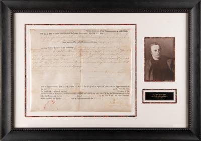 Lot #118 Patrick Henry Document Signed as Governor
