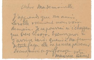 Lot #475 Maurice Denis Autograph Letter Signed - Image 1