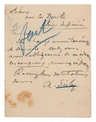 Lot #493 Alfred Sisley Autograph Letter Signed - Image 1