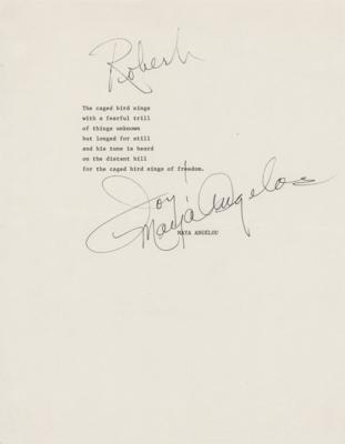 Lot #548 Maya Angelou Typed Quotation Signed from Caged Bird - Image 1