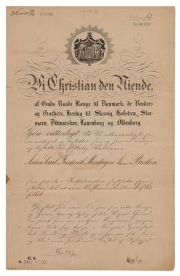 Lot #230 King Christian IX of Denmark Document Signed - Image 2