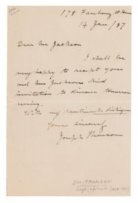 Lot #297 Joseph Thomson Autograph Letter Signed