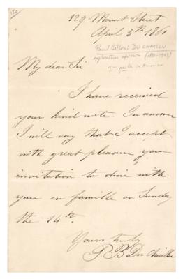 Lot #200 Paul Du Chaillu Autograph Letter Signed - Image 1