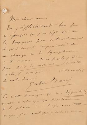 Lot #631 Gabriel Faure Autograph Letter Signed - Image 1