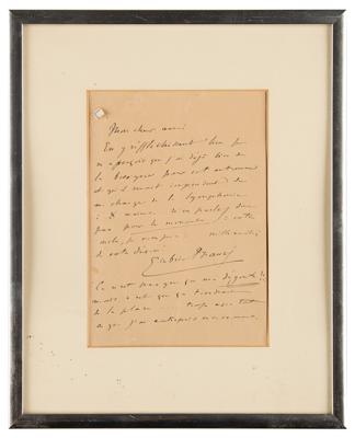 Lot #631 Gabriel Faure Autograph Letter Signed - Image 2