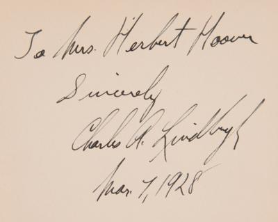 Lot #363 Charles Lindbergh Signed Book to Mrs. Herbert Hoover (From Hoover's Personal Collection) - Image 2