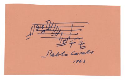 Lot #620 Pablo Casals Autograph Musical Quotation Signed (Bach)