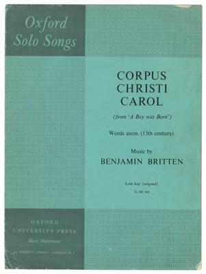 Lot #616 Benjamin Britten Signed Sheet Music Booklet - Corpus Christi Carol - Image 2