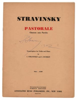 Lot #669 Igor Stravinsky Signed Sheet Music Booklet - Pastorale