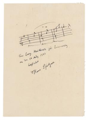 Lot #652 Hans Pfitzner Autograph Musical Quotation Signed - Image 1