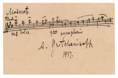 Lot #635 Alexander Gretchaninov Autograph Musical Quotation Signed from 'Symphony No. 3 in E Major, Op. 100' - Image 1