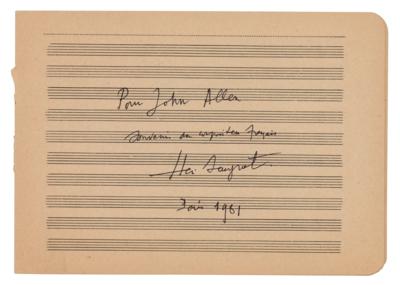 Lot #662 Henri Sauguet Autograph Musical Quotation Signed - Image 1