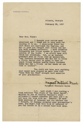 Lot #535 Margaret Mitchell Typed Letter Signed on 'Negro Dialect' in Gone With the Wind