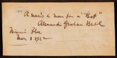 Lot #144 Alexander Graham Bell Autograph Quotation Signed - Image 3