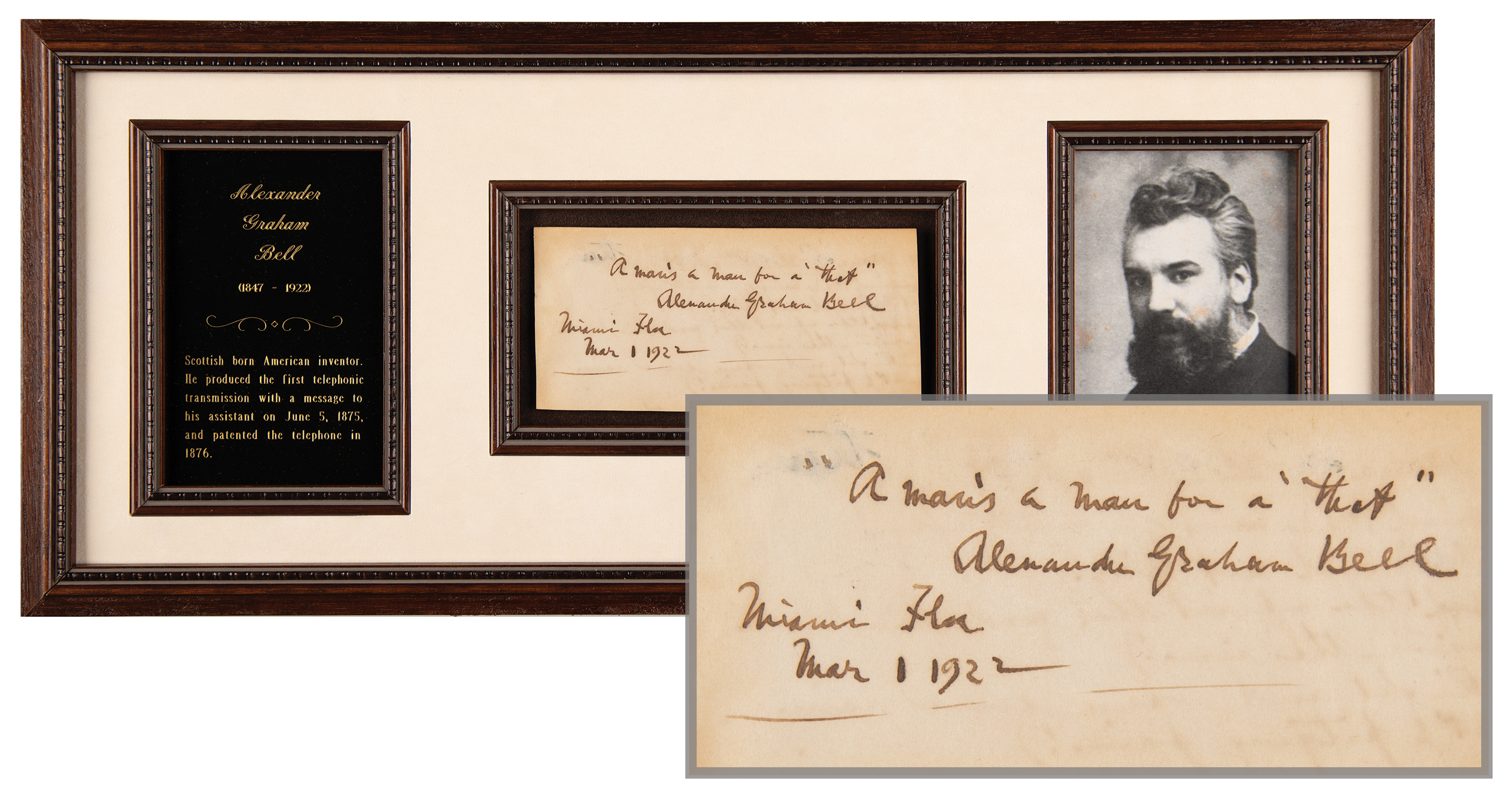 Lot #144 Alexander Graham Bell Autograph Quotation Signed
