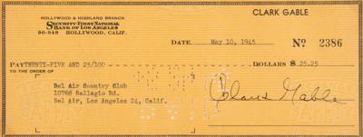 Lot #871 Clark Gable Signed Check - Image 2