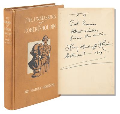 Lot #820 Harry Handcuff Houdini Signed Book - First Edition of The Unmasking of Robert-Houdin