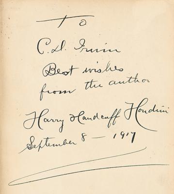 Lot #820 "Harry Handcuff Houdini" Signed Book - First Edition of The Unmasking of Robert-Houdin - Image 2