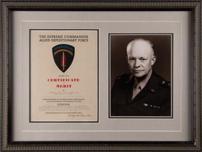 Lot #31 Dwight D. Eisenhower Signed Certificate of Merit for a Canadian Army Captain - Image 1