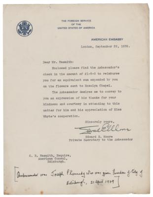 Lot #33 John F. Kennedy Typed Letter Signed on Memorial for a WWII Airman Killed While in Active Service with the Royal Air Force on September 8, 1939 - Image 2