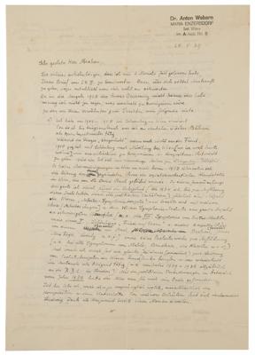 Lot #588 Anton von Webern Content-Rich Autograph Letter Signed, Offering a Detailed History of His Musical Career and His Association with Arnold Schoenberg
