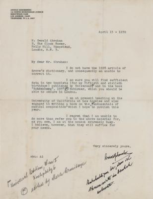 Lot #585 Arnold Schoenberg Typed Letter Signed