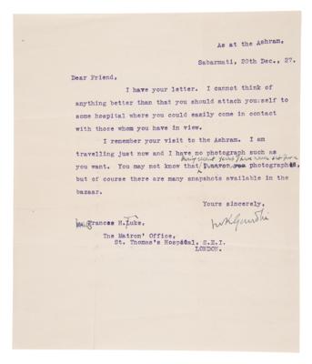 Lot #139 Mohandas Gandhi Typed Letter Signed - "During recent years I have never sat for a photograph" - Image 1