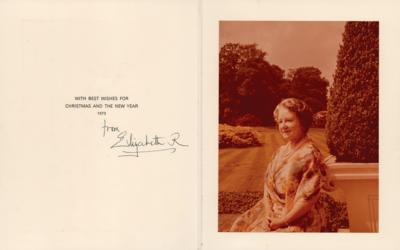 Lot #202 Elizabeth, Queen Mother Signed Christmas Card (1973) - Image 1