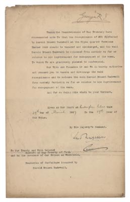 Lot #233 King George V Document Signed Authorizing